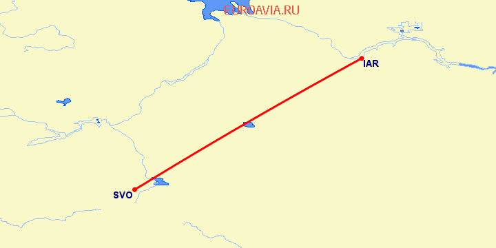 перелет Ярославль — Москва на карте