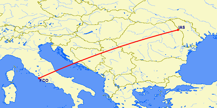 перелет Иаси — Рим на карте