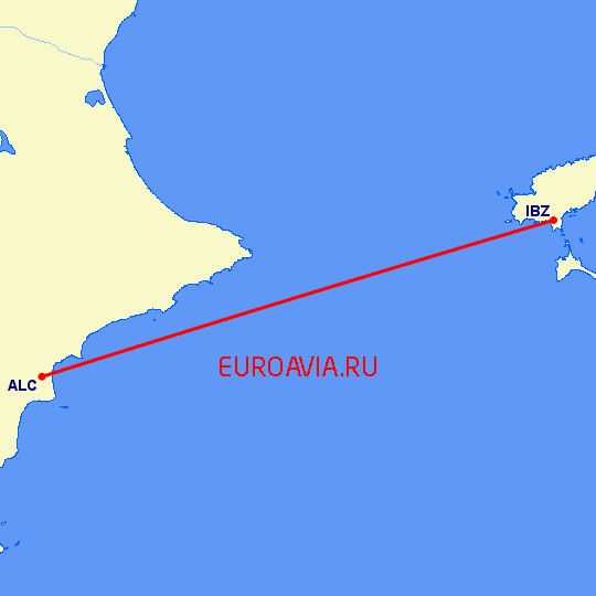 перелет Ибица — Аликанте на карте