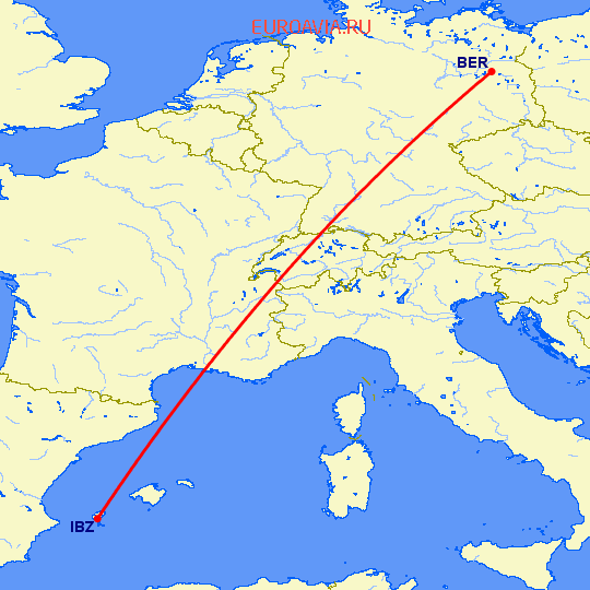 перелет Ибица — Берлин на карте