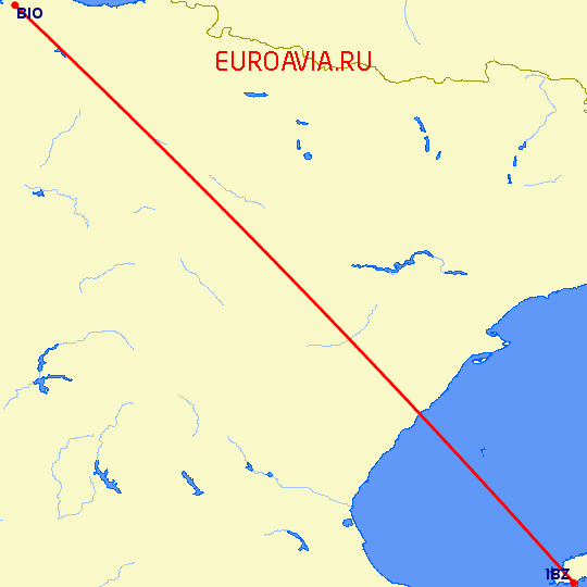перелет Ибица — Бильбао на карте