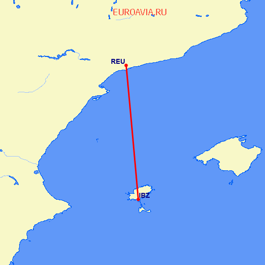 перелет Ибица — Реус на карте
