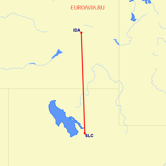 перелет Айдахо Фолз — Солт Лейк Сити на карте