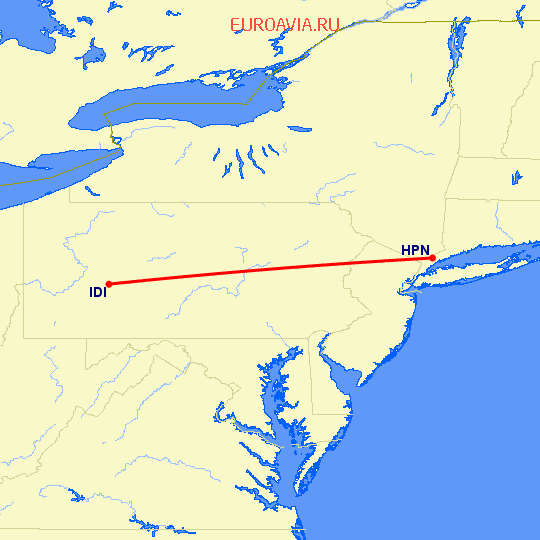 перелет Indiana, PA — White Plains на карте