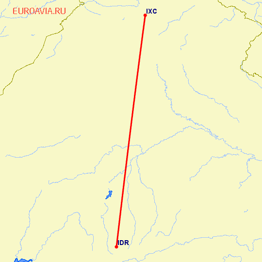 перелет Индор — Чандигарх на карте