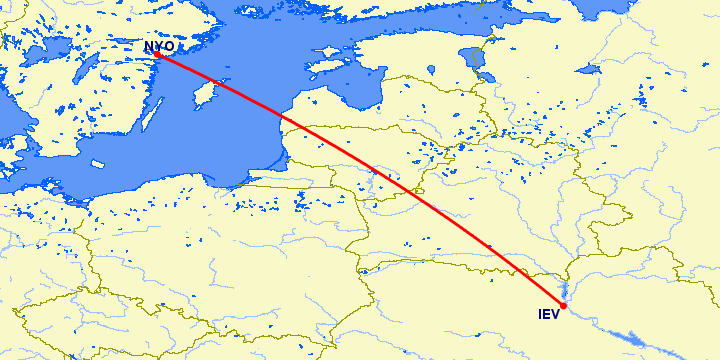 перелет Киев — Стокгольм на карте