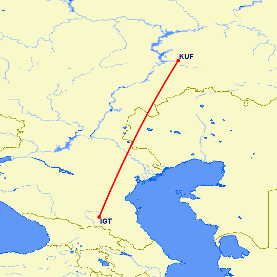 перелет Магас — Самара на карте