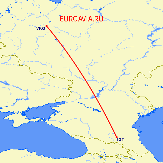 перелет Магас — Москва на карте