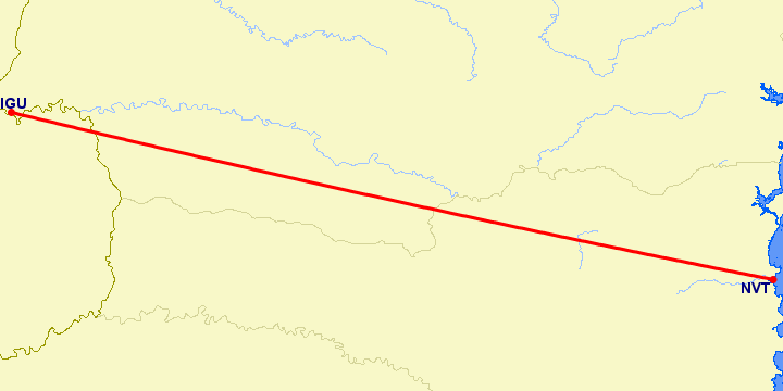 перелет Iguassu Falls — Навегантес на карте
