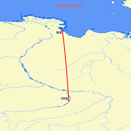 перелет Тикси — Якутск на карте