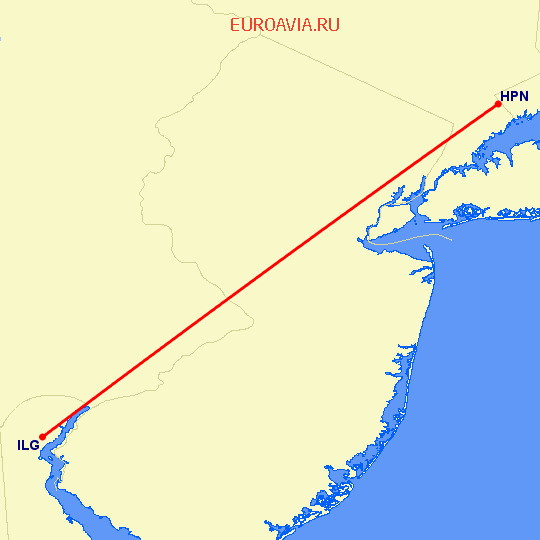 перелет Wilmington — White Plains на карте