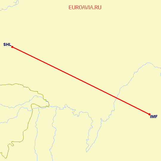 перелет Имфал — Шиллонг на карте