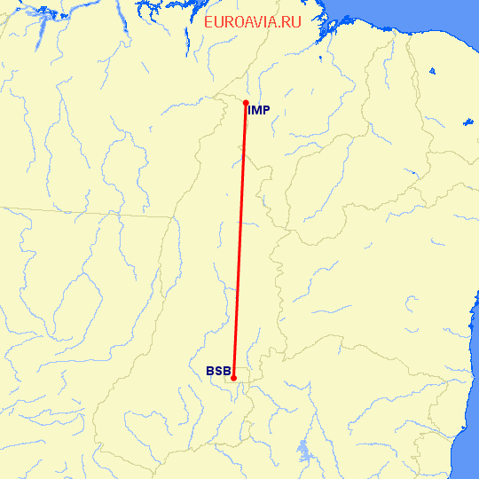 перелет Imperatriz — Бразилия на карте