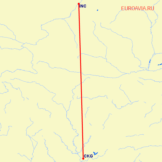 перелет Фучуан — Чонсинь на карте