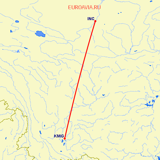 перелет Фучуан — Кунминг на карте