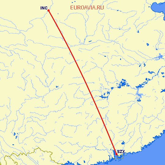 перелет Фучуан — Шэньчжэнь на карте