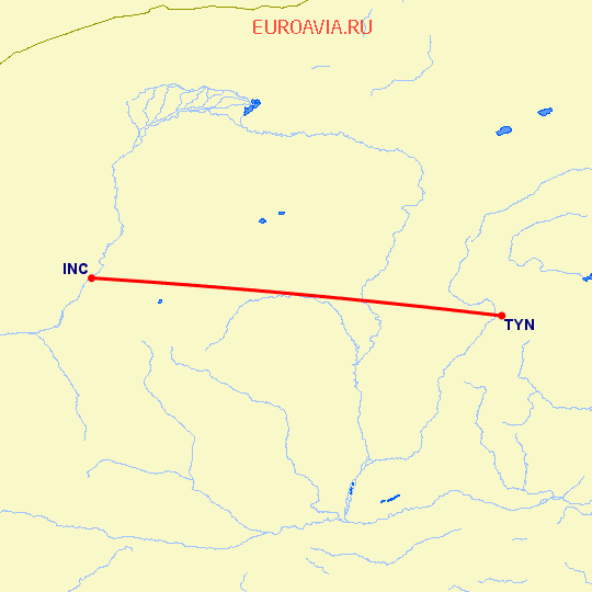 перелет Фучуан — Тайюань на карте