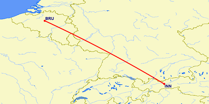 перелет Инсбрук — Брюссель на карте