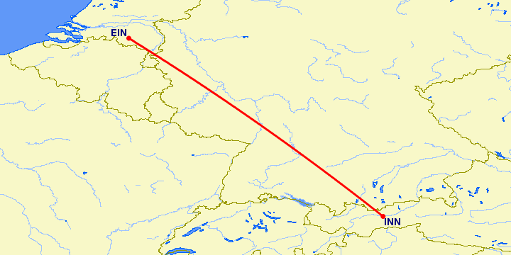 перелет Инсбрук — Эйндховен на карте