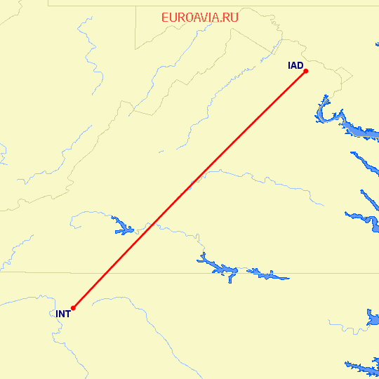 перелет Winston Salem — Вашингтон на карте