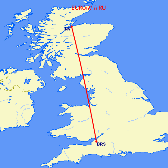 перелет Inverness — Бристоль на карте