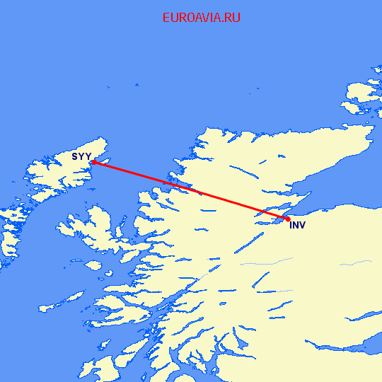 перелет Inverness — Stornoway на карте