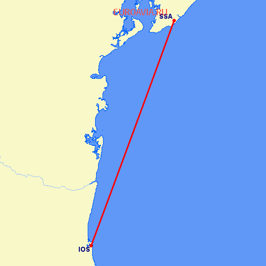 перелет Илеус — Сальвадор на карте