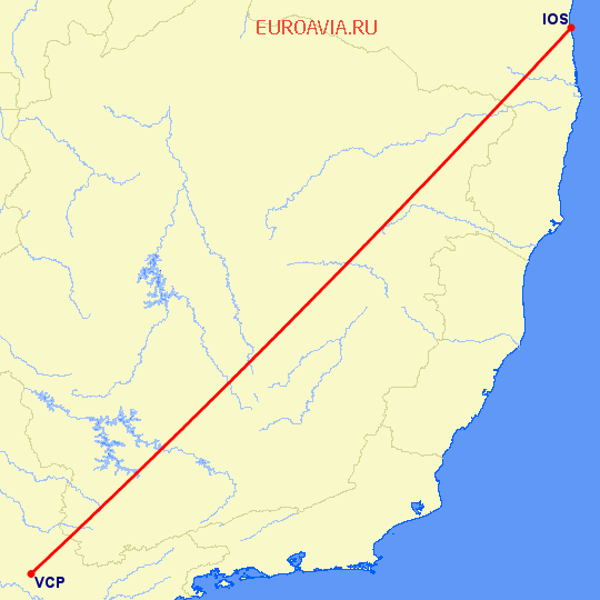 перелет Илеус — Сан Паулу на карте