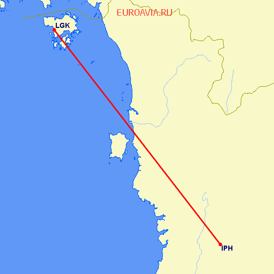 перелет Ипох — Лангкави на карте
