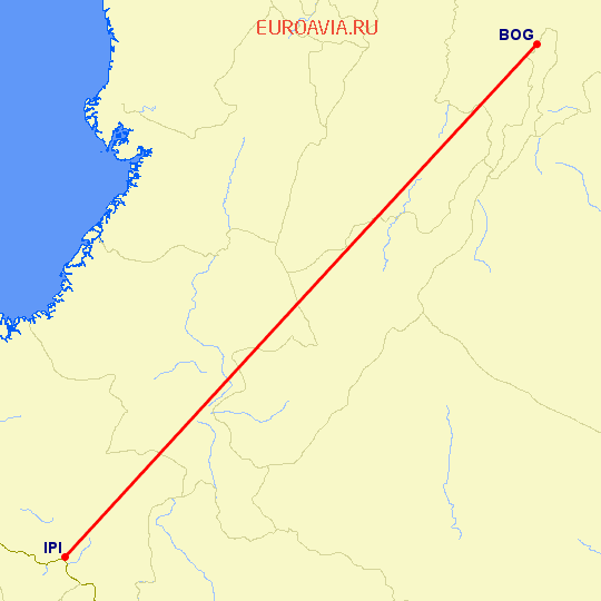 перелет Ипиалес — Богота на карте