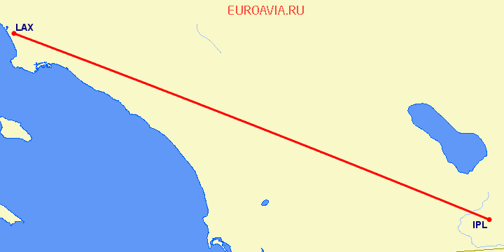 перелет Imperial — Лос Анджелес на карте