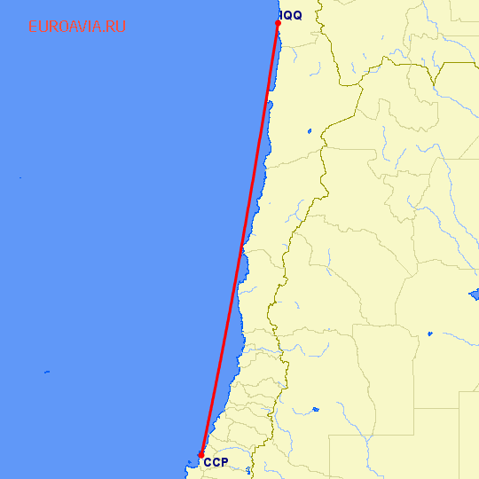 перелет Икуике — Консепсьон на карте