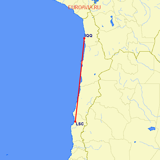 перелет Икуике — Ла Серена на карте