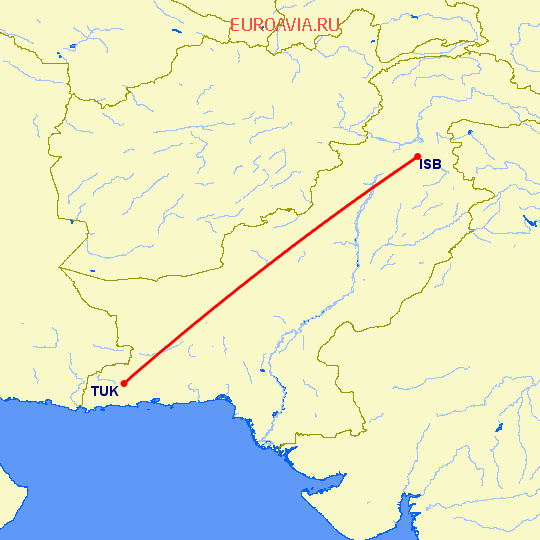 перелет Islamabad — Турбат на карте