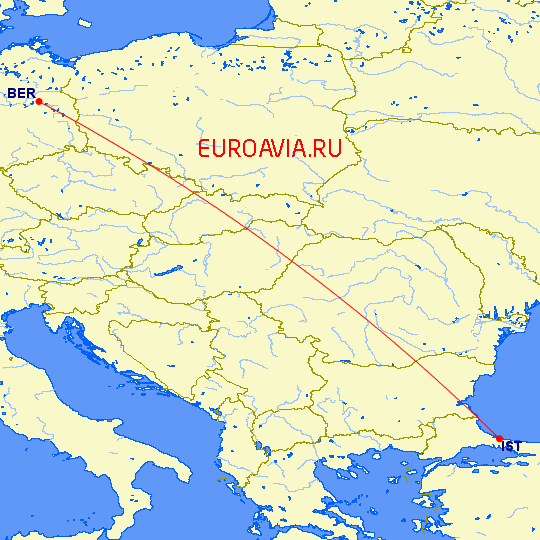 перелет Стамбул — Берлин на карте