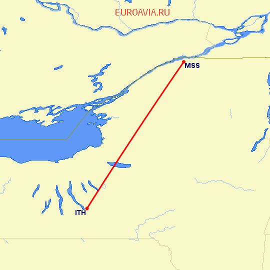 перелет Ithaca — Massena на карте