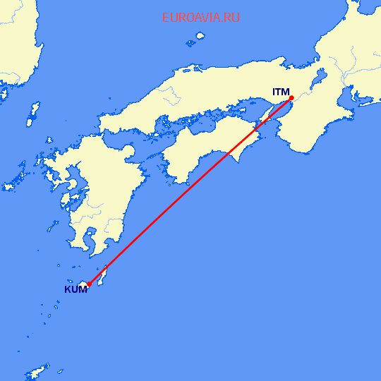 перелет Осака — Yakushima на карте