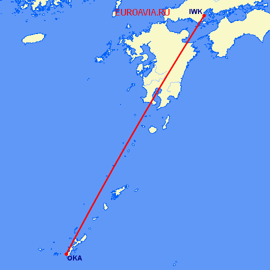 перелет Ивакуни — Окинава на карте