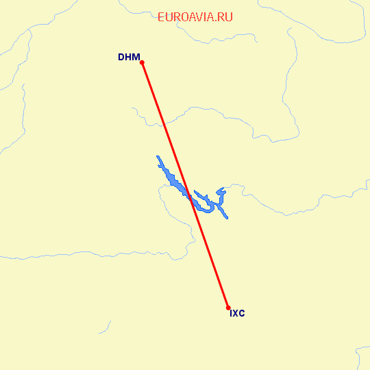 перелет Чандигарх — Дхарамсала на карте