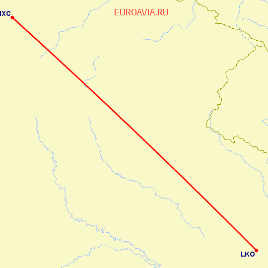 перелет Чандигарх — Лакнау на карте