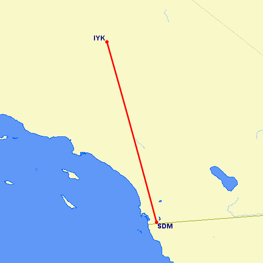 перелет Inyokern — Сан Диего на карте