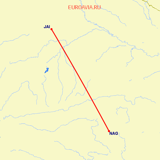 перелет Джайпур — Нагпур на карте