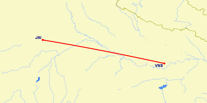 перелет Джайпур — Варанаси на карте