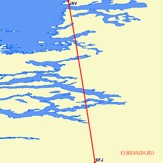 перелет Ilulissat — Kangerlussuaq на карте
