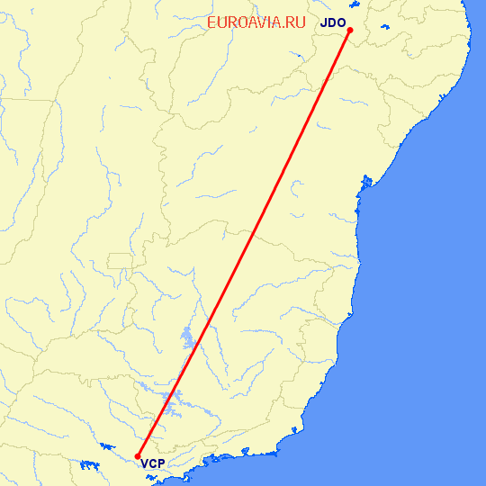 перелет Juazeiro Do Norte — Сан Паулу на карте