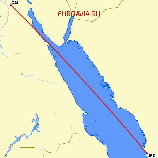 перелет Джедда — Каир на карте