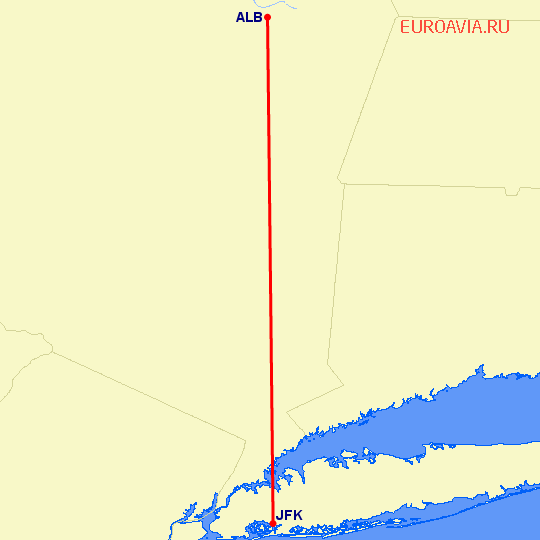 перелет Нью Йорк — Олбани на карте