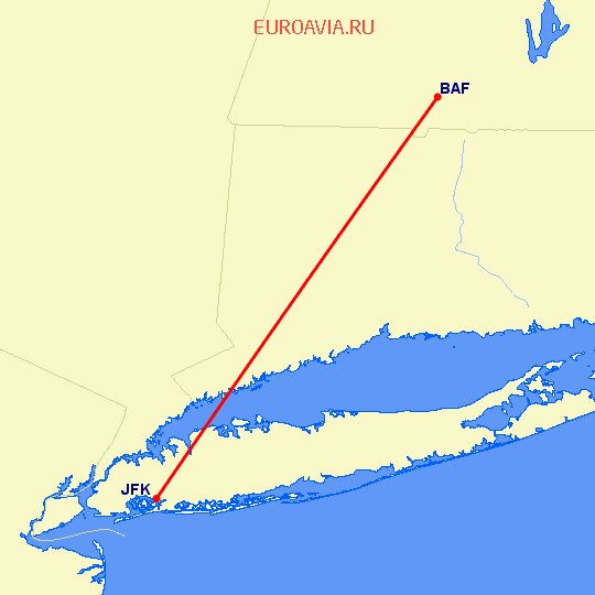 перелет Нью Йорк — Westfield на карте