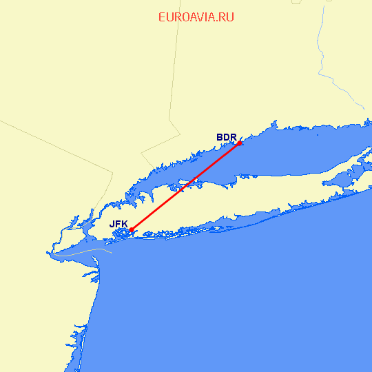 перелет Нью Йорк — Bridgeport на карте