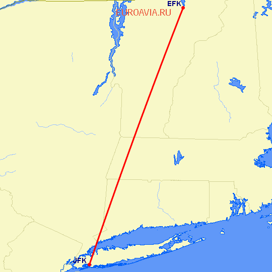 перелет Нью Йорк — Newport на карте
